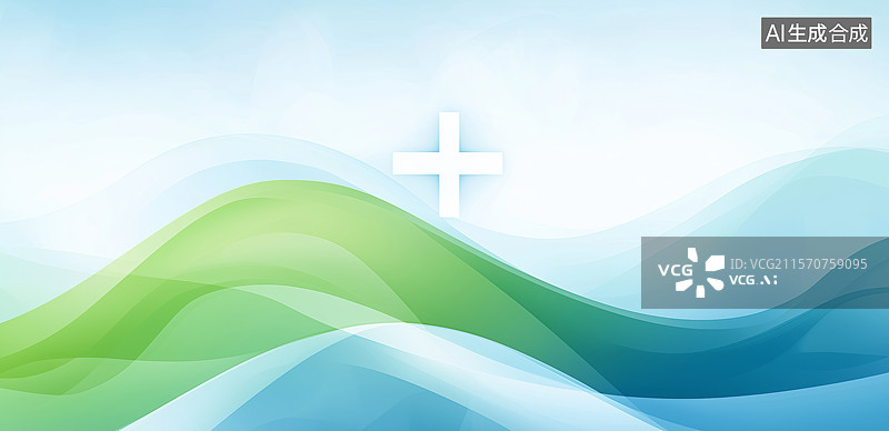 【AI数字艺术】波浪背景上的白色十字架图片素材