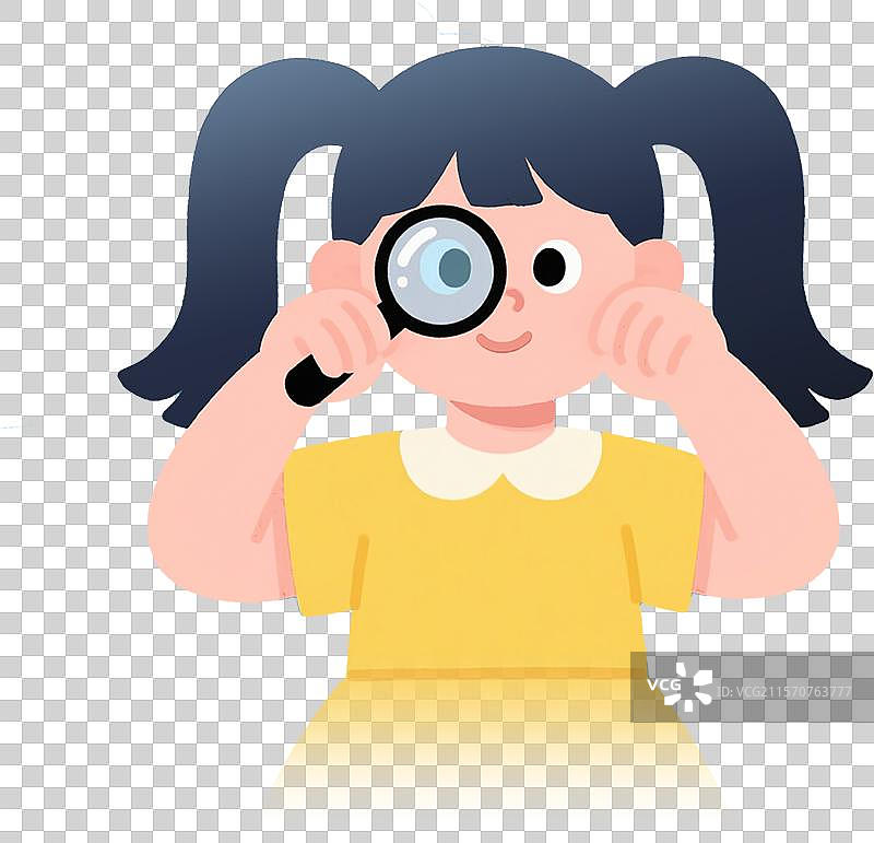 爱眼日眼睛健康主题插画素材小学生双马尾女孩测视力图片素材