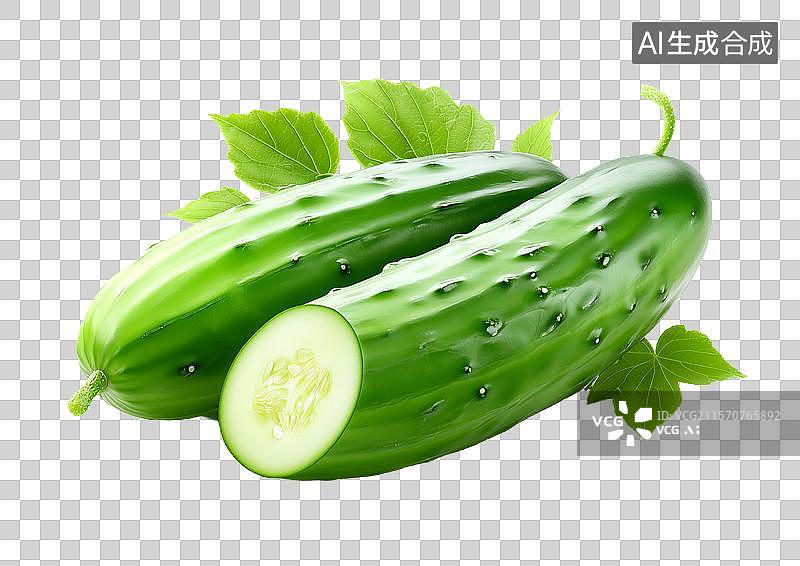 【AI数字艺术】【免抠png素材】白底背景上3D黄瓜图片素材