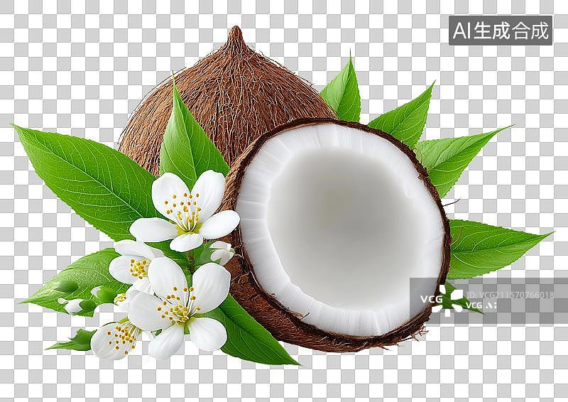 【AI数字艺术】【免抠png素材】白底上3D卡通椰子图片素材