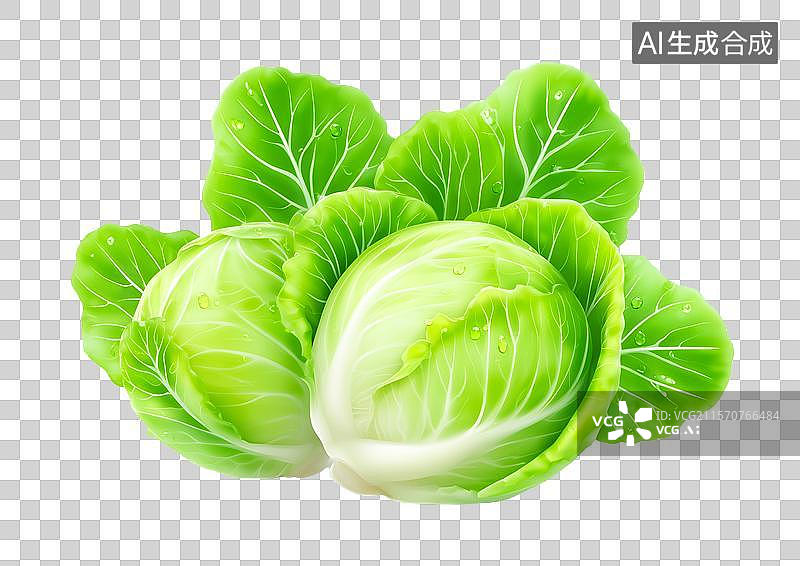 【AI数字艺术】【免抠png素材】3D卡通包菜莲花白图片素材