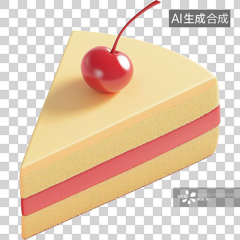【AI数字艺术】3D樱桃蛋糕元素图片素材