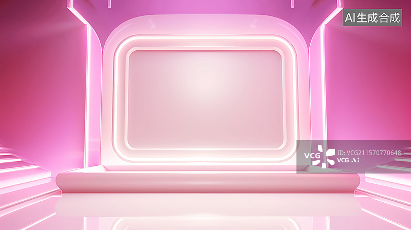 【AI数字艺术】618大促美妆盛典电商产品展台粉色场景图片素材