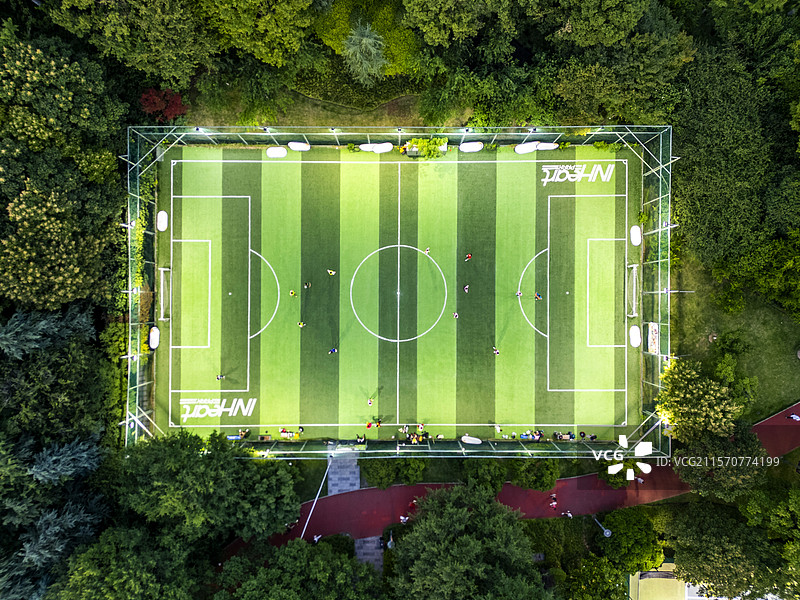 杭州城北体育公园森林球场航拍图片素材