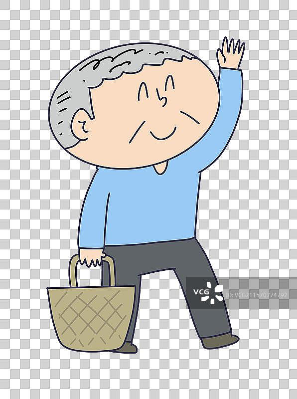 购物买菜，菜篮子的老年人图片素材