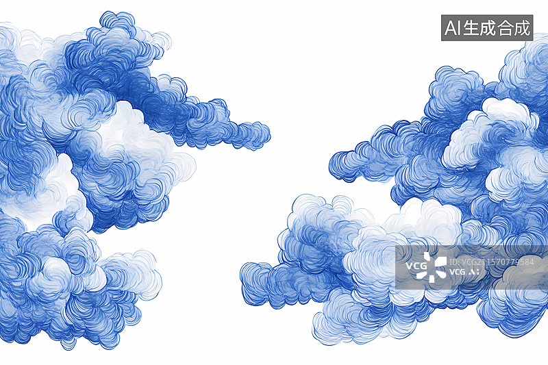 【AI数字艺术】水墨风祥云纹样图片素材