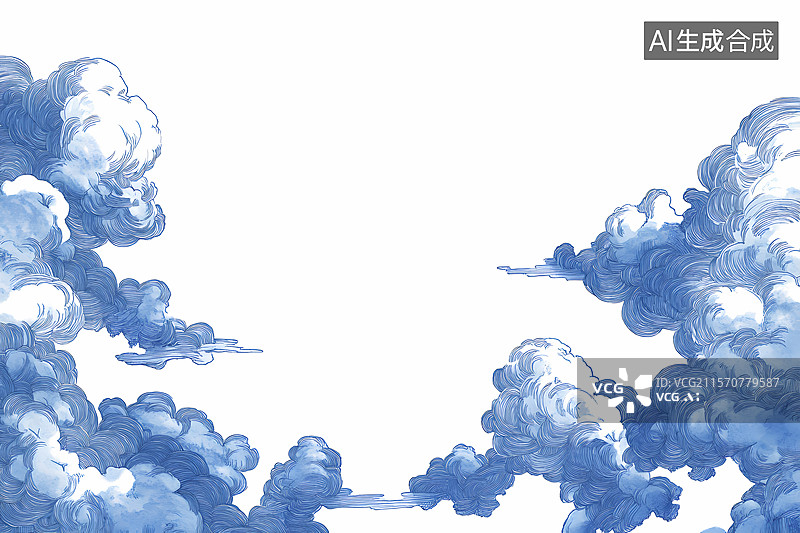 【AI数字艺术】水墨风祥云纹样图片素材