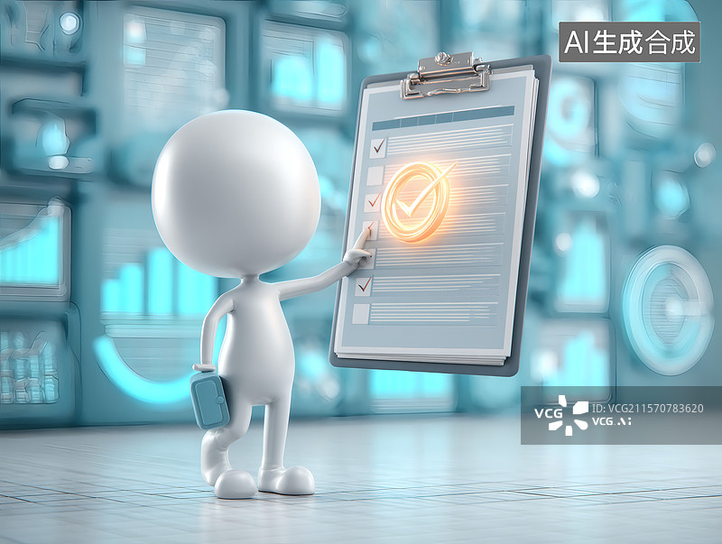 【AI数字艺术】小人展示检查清单图片素材