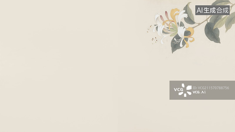 【AI数字艺术】合欢花水墨画背景右上图片素材