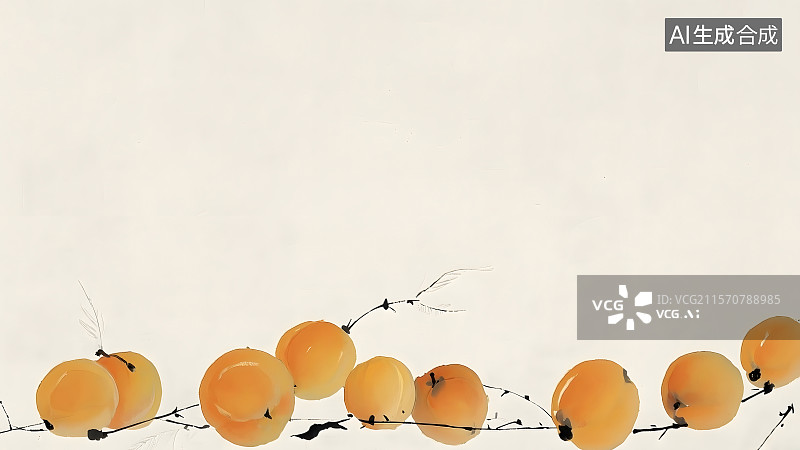 【AI数字艺术】杏子水墨画背景居下图片素材