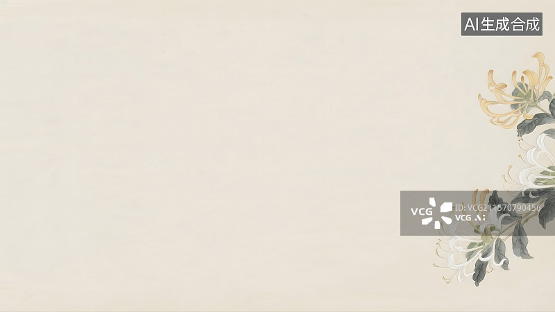 【AI数字艺术】合欢花水墨画背景居右图片素材