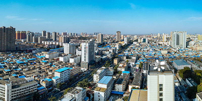 南阳市 卧龙区 孔明大道 南阳府衙 航拍图片素材