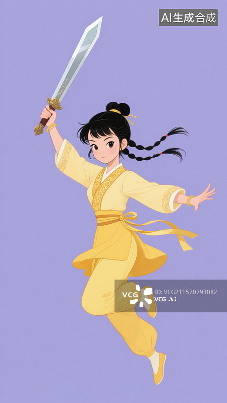 【AI数字艺术】武侠黄蓉古风女子中国风汉服黄杉女子插画图片素材