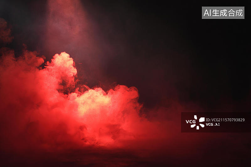 【AI数字艺术】舞台灯光下的红色烟雾艺术背景图图片素材