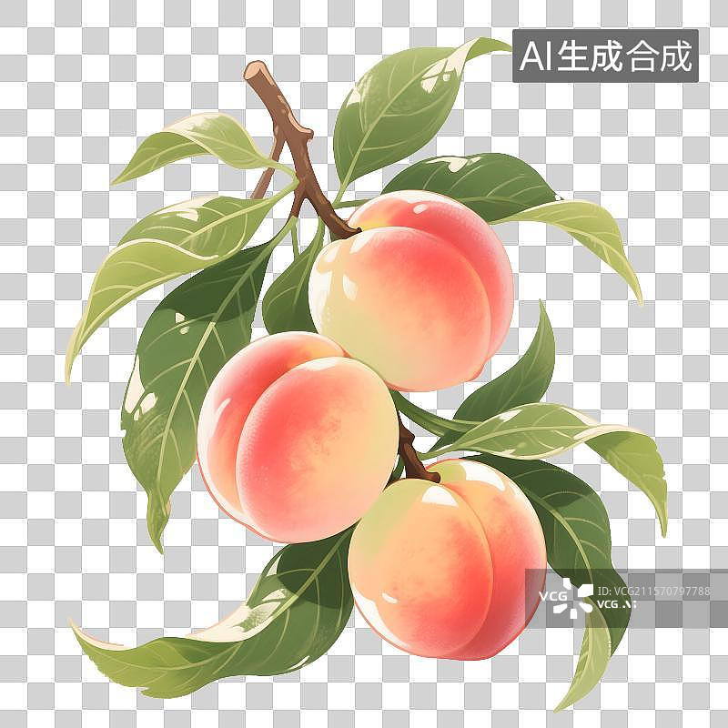 【AI数字艺术】水彩画桃子图片素材