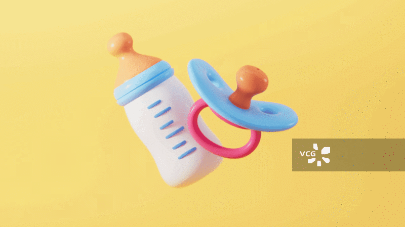 卡通婴儿奶瓶和奶嘴动画图片素材