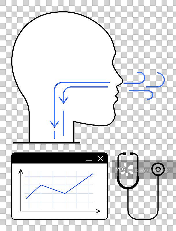 使用听诊器进行呼吸流量分析图片素材