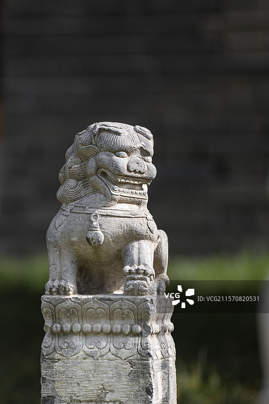 西安环城公园石石狮子拴马桩图片素材