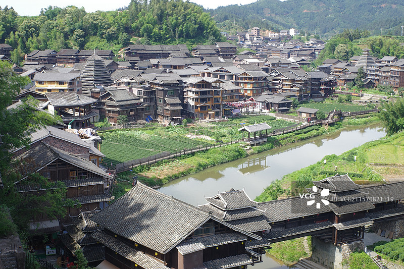 广西三江程阳八寨景区侗寨图片素材