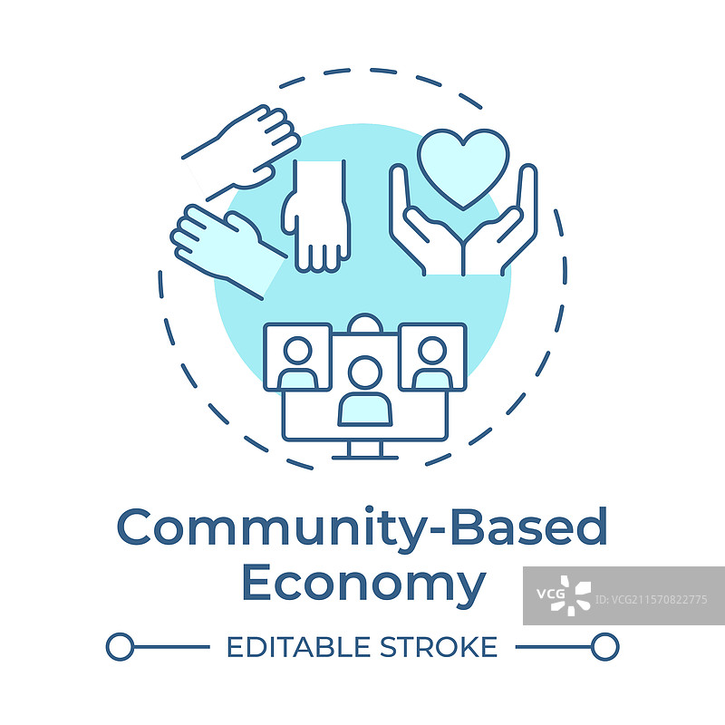 社区基础经济柔和蓝色概念图标图片素材