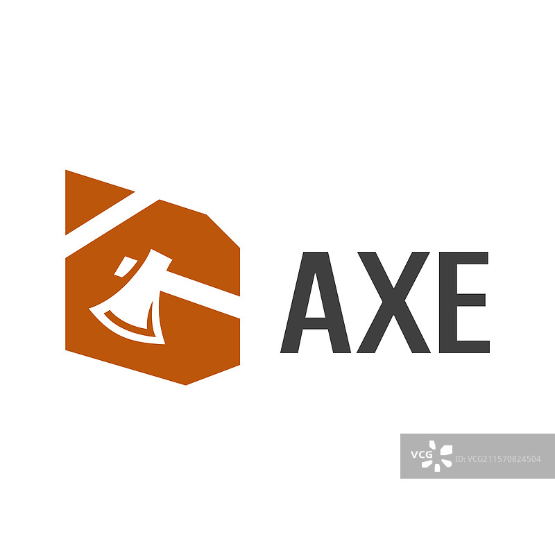 斧头伐木工平面极简风格标志设计图片素材