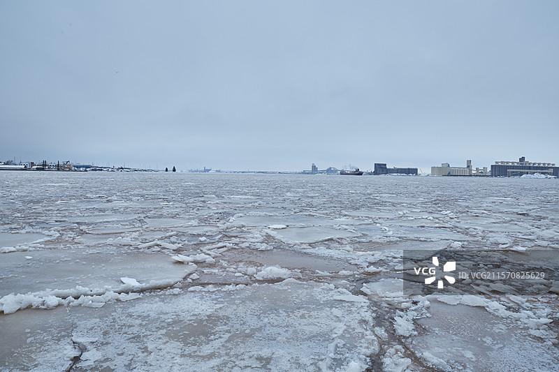 冬季美国街头风光 湖面图片素材