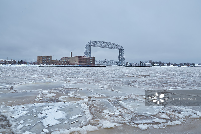 冬季美国街头风光 湖面图片素材