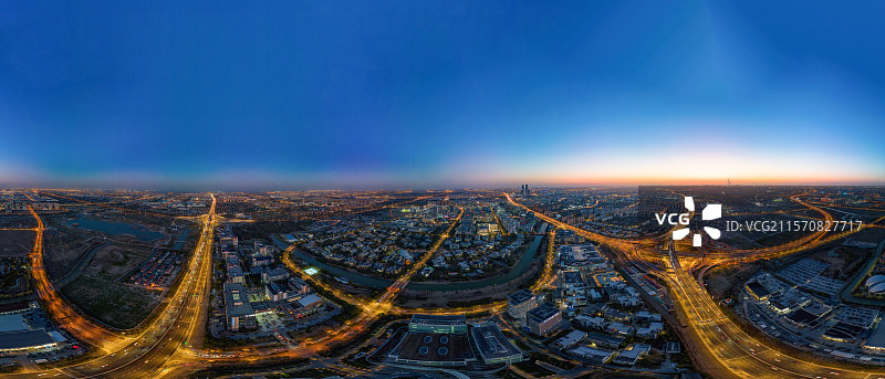 上海浦东城市夜景全景航拍图片素材
