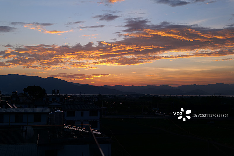 大理古城朝霞图片素材