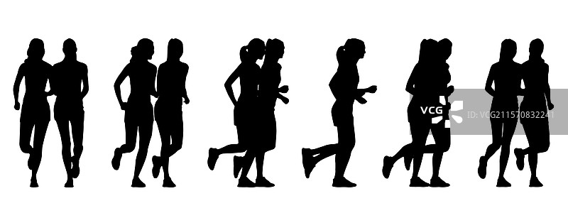 两位女性的概念性黑色剪影图片素材