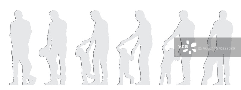 概念性的灰色纸剪影父亲图片素材