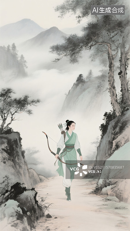 【AI数字艺术】水墨画古龙武侠图片素材