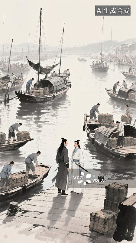 【AI数字艺术】水墨画古龙武侠图片素材