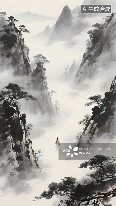 【AI数字艺术】水墨画古龙武侠图片素材