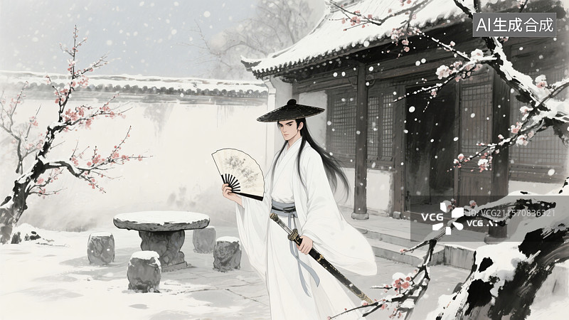 【AI数字艺术】水墨画古龙武侠图片素材