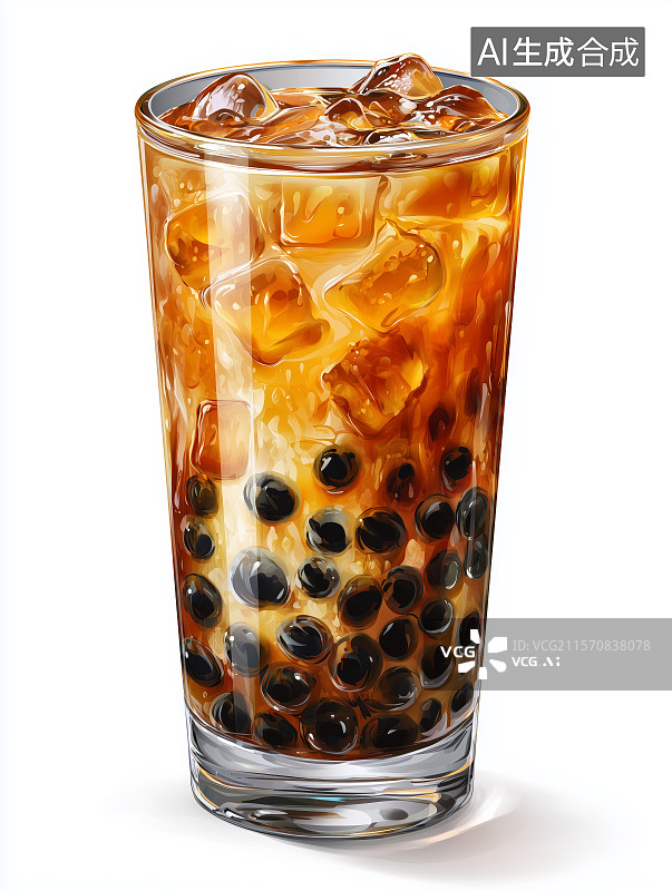 【AI数字艺术】竖图白色背景的珍珠奶茶图片素材