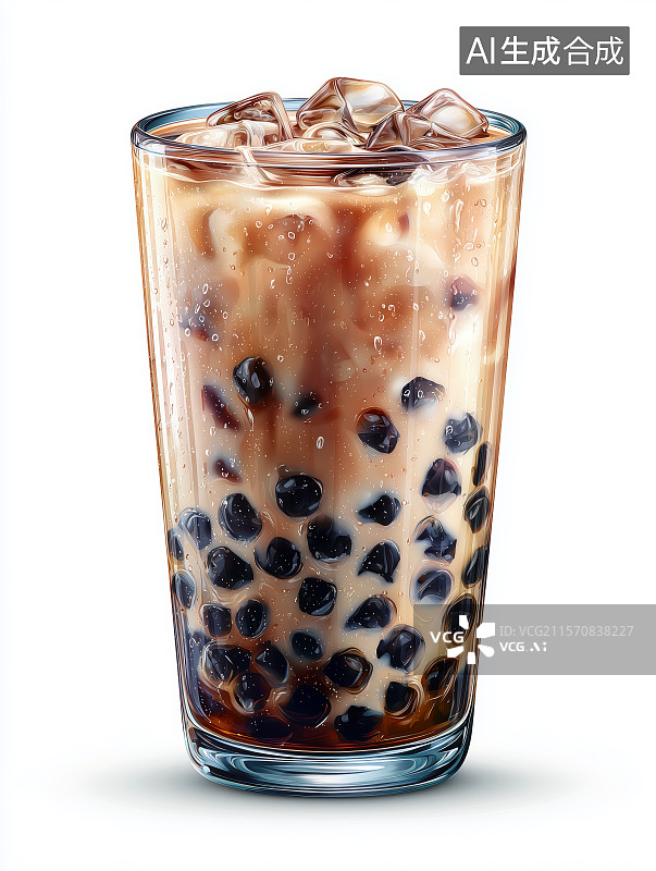 【AI数字艺术】竖图白色背景的珍珠奶茶图片素材