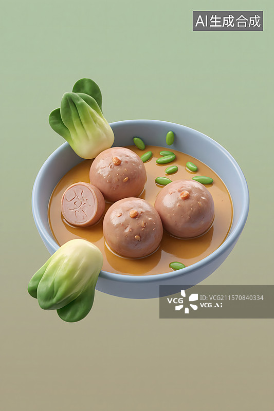 【AI数字艺术】卡通食物汤碗治愈系插画图片素材