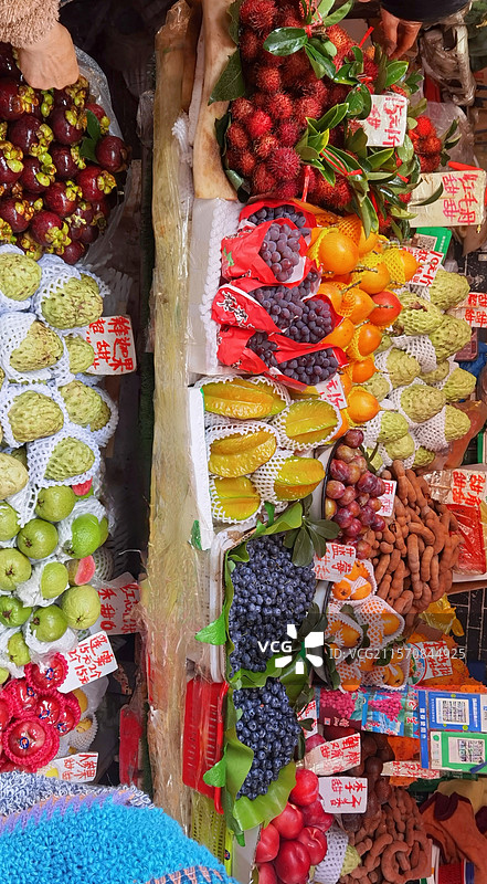 云南忠义市场水果摊特写图片素材