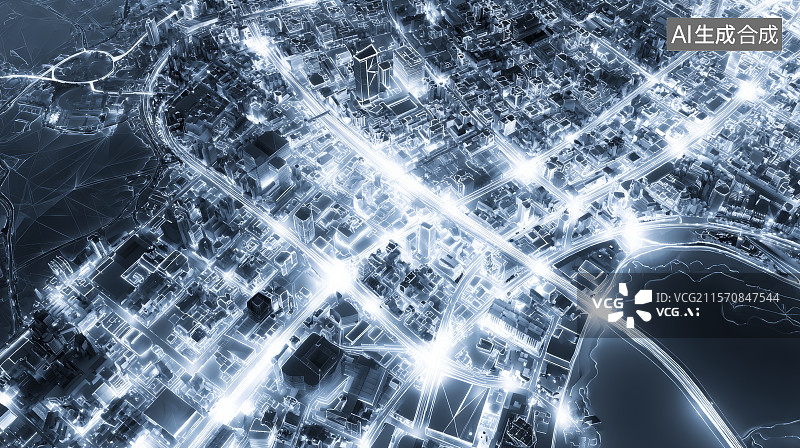 【AI数字艺术】未来都市科技网络虚拟城市图图片素材