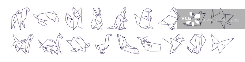 一套不同的日本折纸工艺概述图片素材