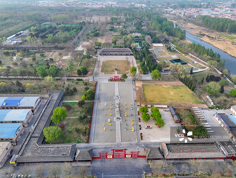 河南省安阳市世界文化遗产殷墟宫殿宗庙遗址航拍图片素材