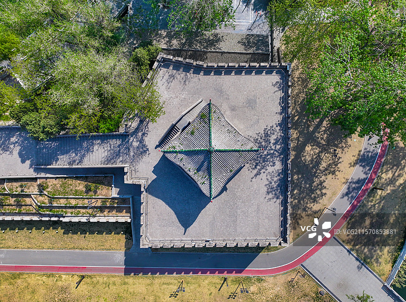 河南省安阳市安阳古城西南角楼三角湖公园航拍图片素材