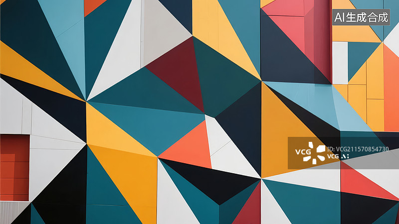 【AI数字艺术】彩色几何图案墙图片素材