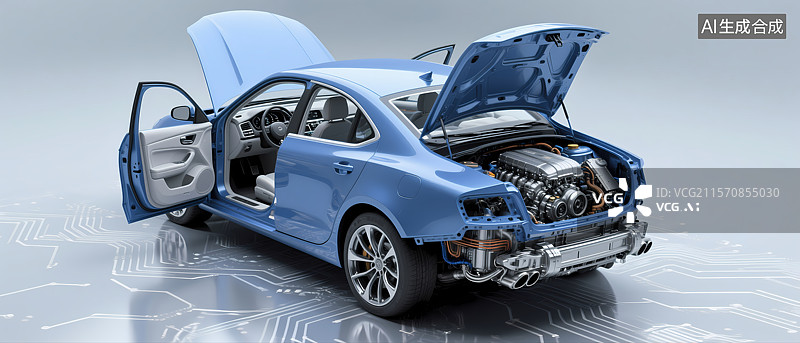 【AI数字艺术】汽车内部结构剖析图图片素材