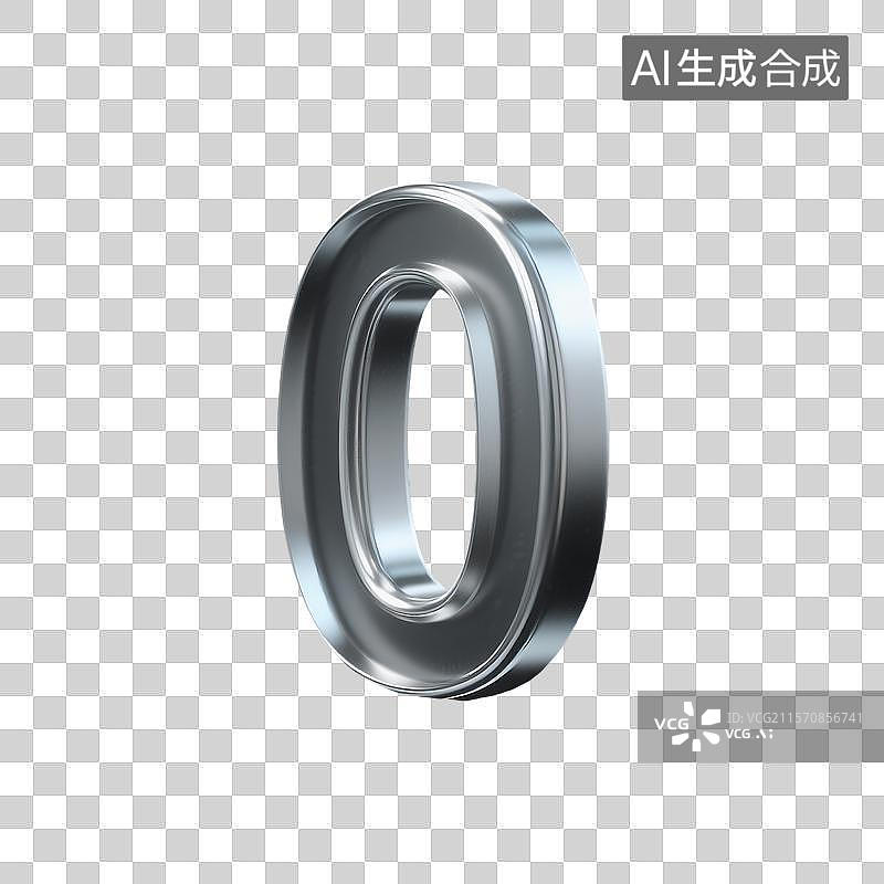 【AI数字艺术】3D建模的迷你水银材质数字0图片素材