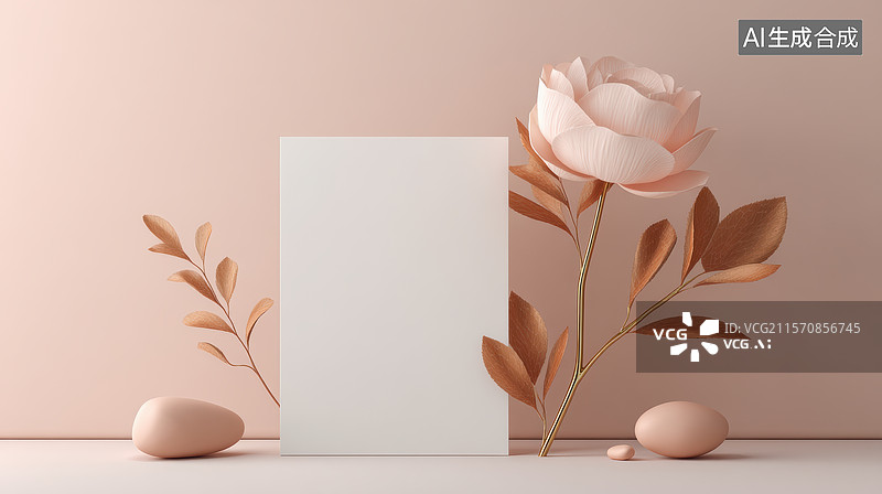 【AI数字艺术】简约风格的花卉装饰场景图片素材