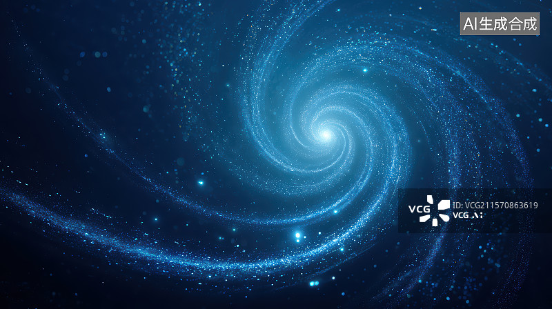 【AI数字艺术】蓝色宇宙奇幻螺旋状发光抽象科技背景图片素材