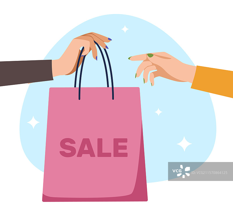 促销概念顾客手持购物袋享受折扣图片素材