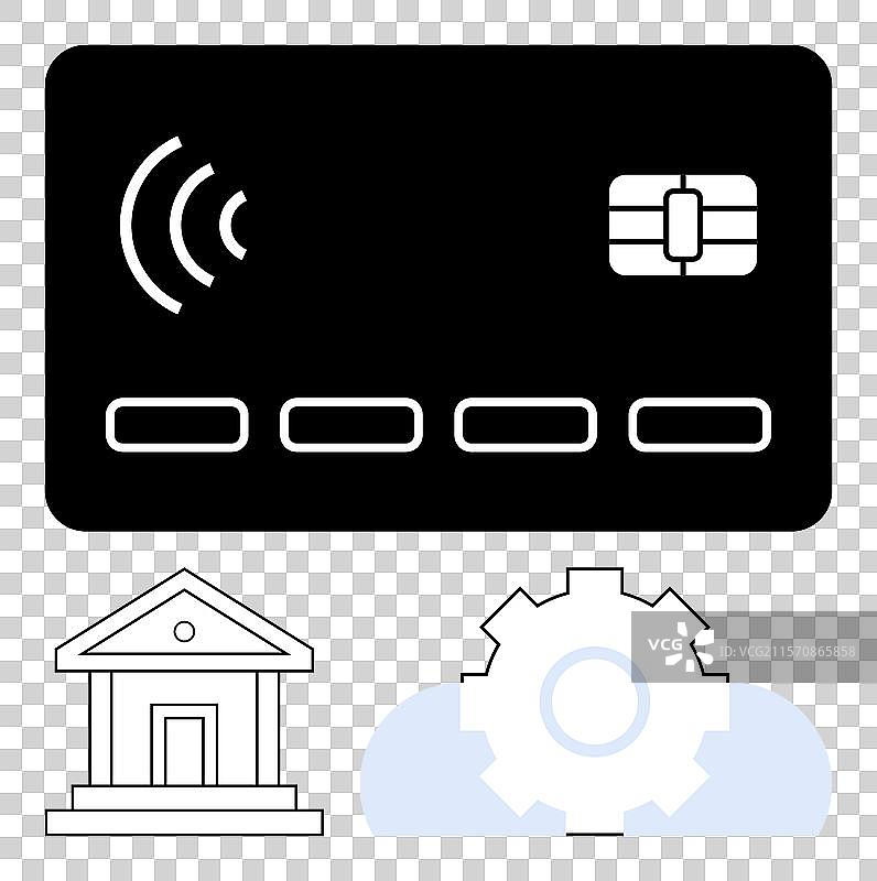 带有NFC卡的数字支付系统和银行业务图片素材